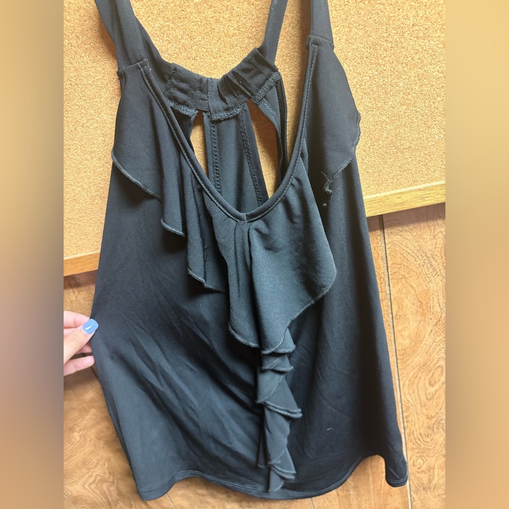 Maurices Black Ruffle Tank Top